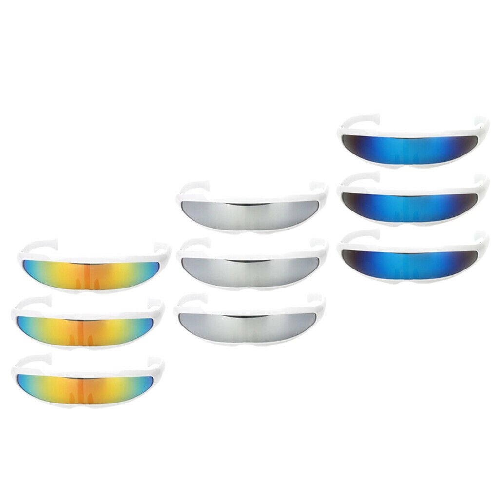 9/pack Mirrored Futuristic Shield Sunglasses Cyclops Visor Glasses Costume for