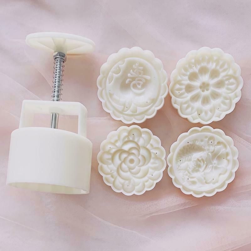 4PCS StampS Moon Cake Maker 125g Moon Cake Mould Thickness Adjustable DIY