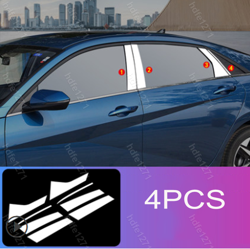 Stainless steel Window Pillar Posts Cover Door Trim For Hyundai Elantra 19-2021