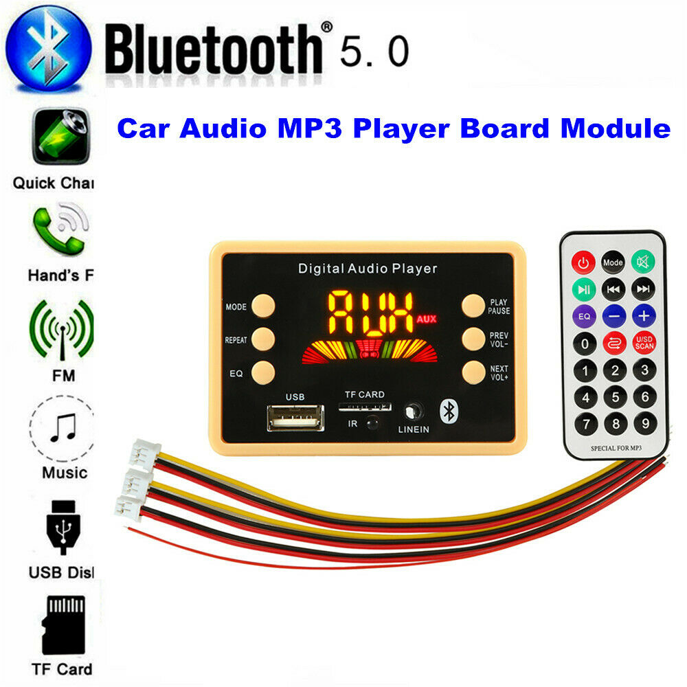 Bluetooth 5.0 MP3 Dash Board Module With Display 12V Car USB Audio Music Player