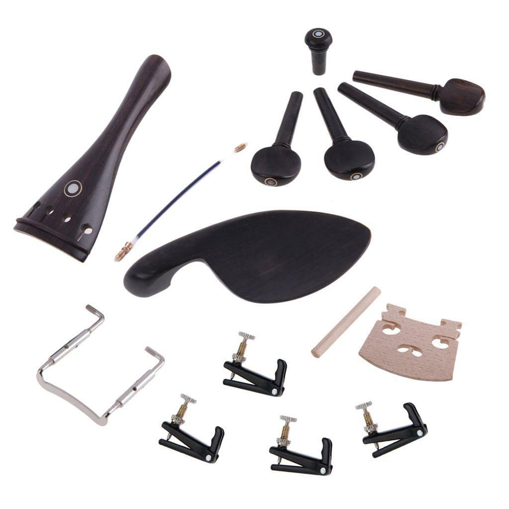 Ebony Wood 4/4 Violin Accessories Chinrest + Endpin +Tuners+Tailpiece+Peg