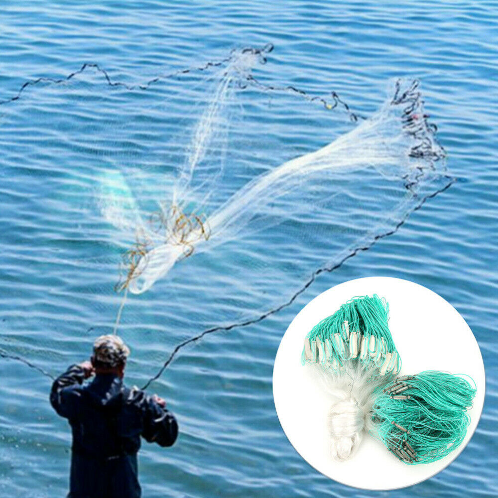 Fishing Cast Net Nylon 3-Fingers Fish Throw Tool Accessories 30x1 Meters Kit
