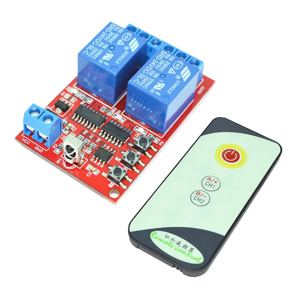 2 Channel Infrared Receiver IR Relay Driver Board Module Remote Control 24V