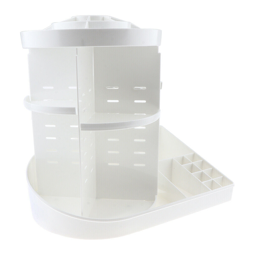 Rotating Makeup Holder Organizer Adjustable Cosmetic Storage Box Case White