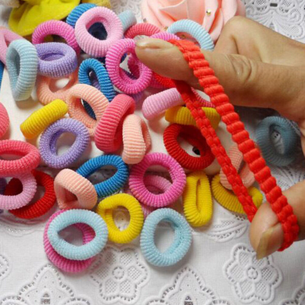 90Pcs/ Pack Elastic Candy Color Baby Girls' Towel Hair Ropes Kids' Hair Band BDA