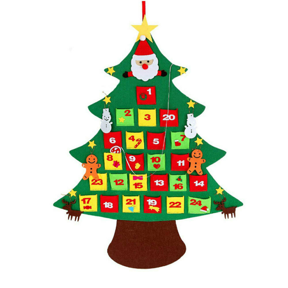 Christmas Advent Calendar Wall Hanging DIY Countdown w/Pockets Xmas Decor New.