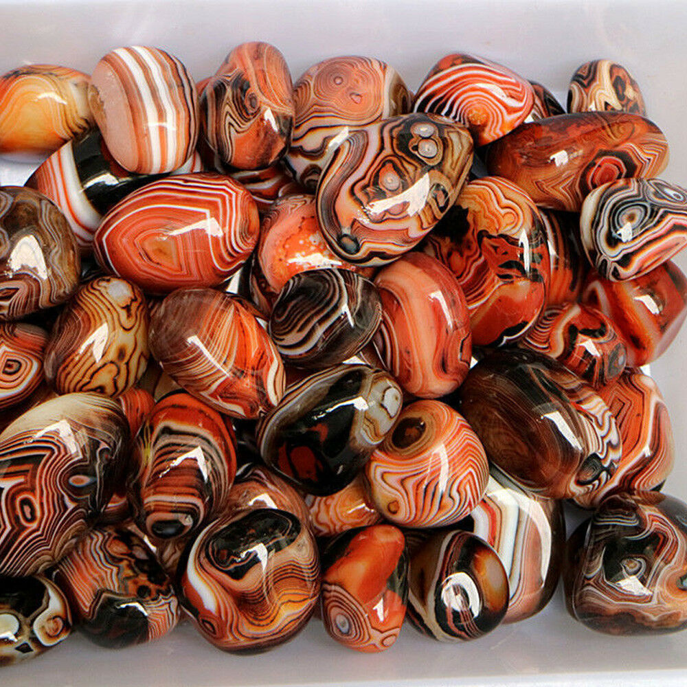 Natural Madagascar Banded Agate Stone Specimen Tumbled Pattern Craft 2-3CM USA