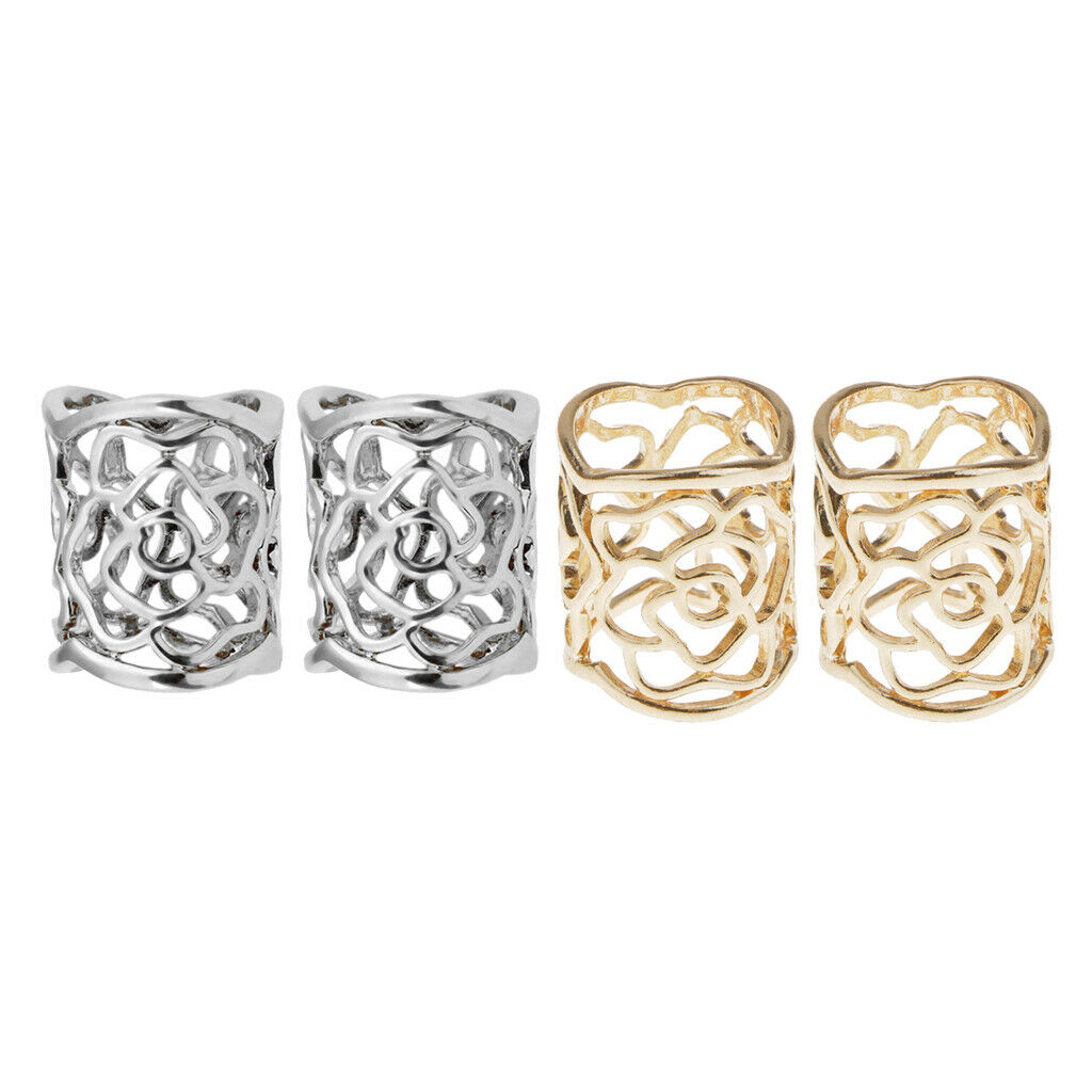 4x Fashion Silk Scarf Buckle Anti-slip Flower Filigree Scarf Ring Clip
