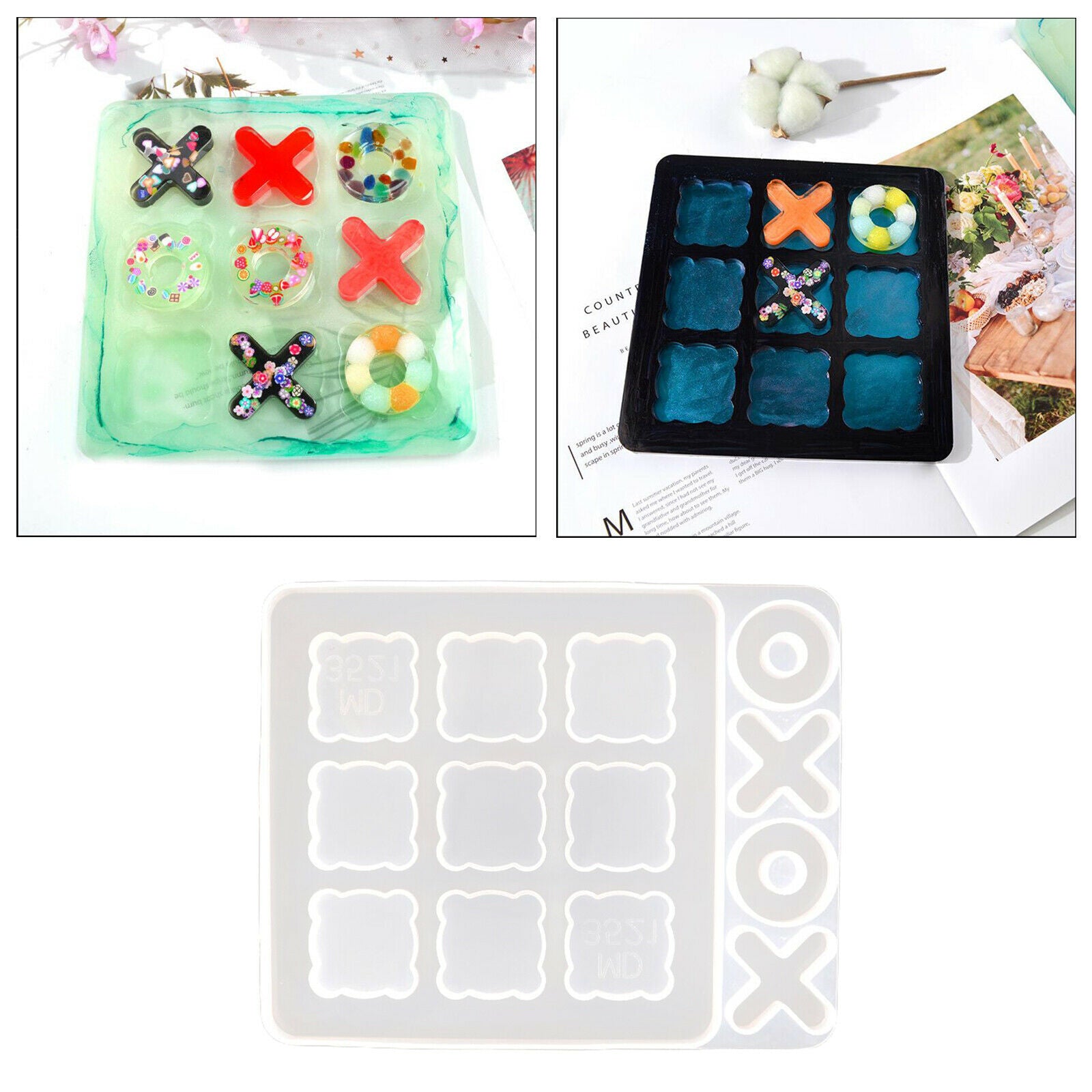 Tic-Tac-Toe Game Board Silicone Mold Crystal Mould 243x193x11mm Eco-Friendlys
