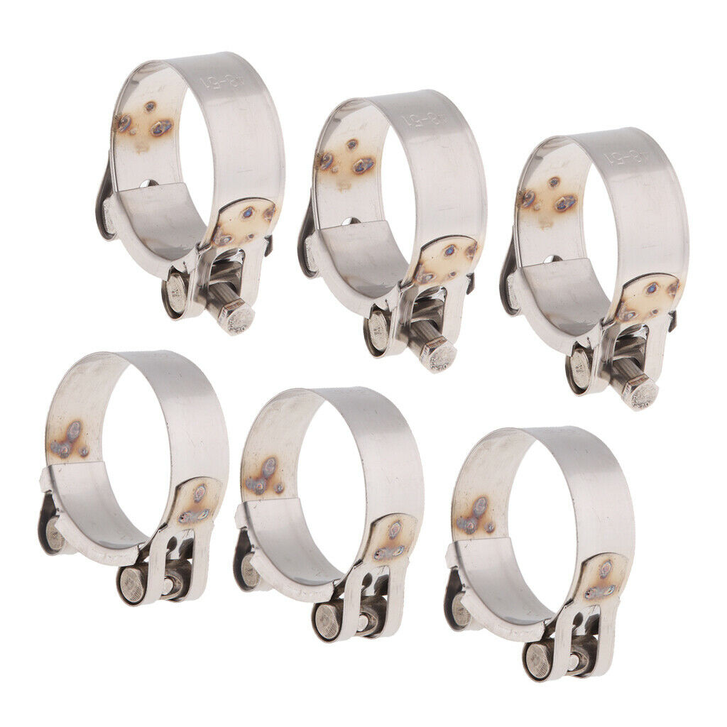 6 Pieces Motorbike Exhaust Clamp Clip Stainless Steel Muffler Silencer Clamp