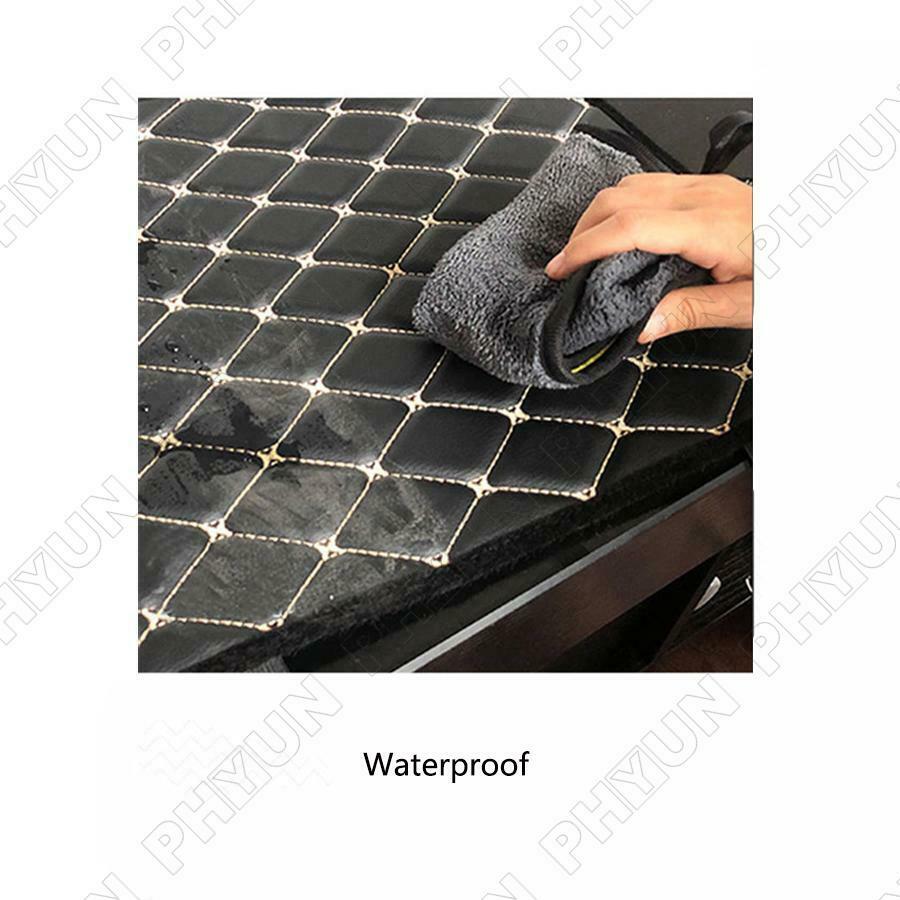 Black PU Leather White Line Car Armrest Pad Cover Console Box Mat Accessories