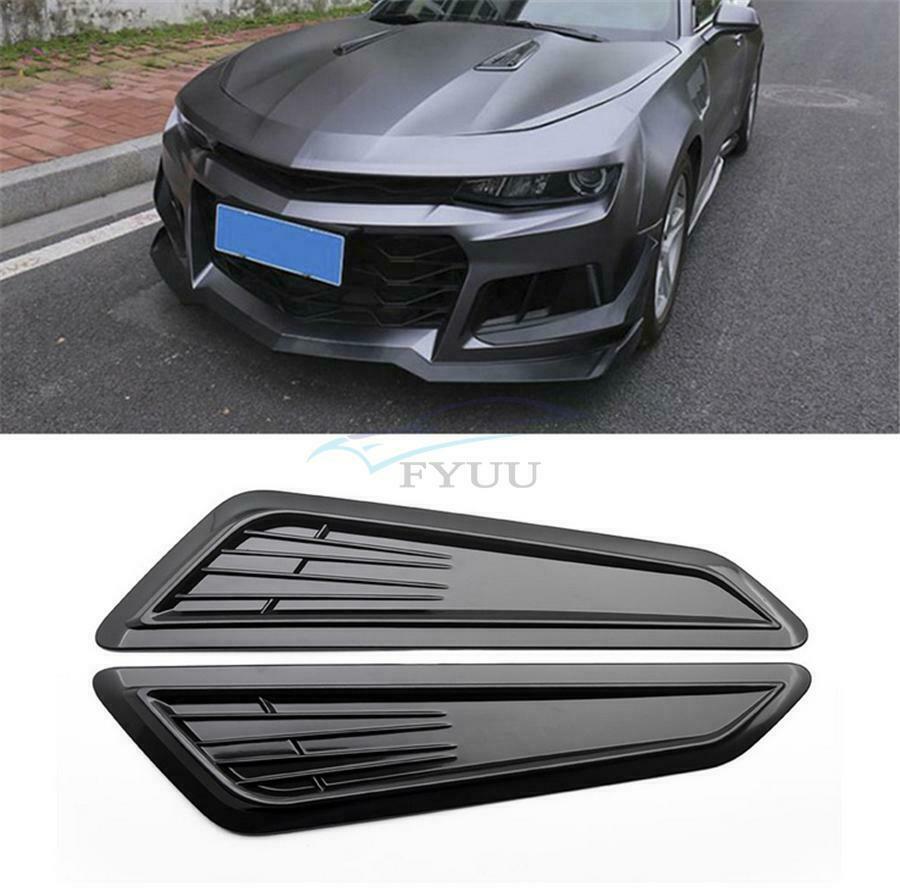 Glossy Black Car Hood Vent Louver Scoop Cover Air Flow Intake Cooling Panel Trim