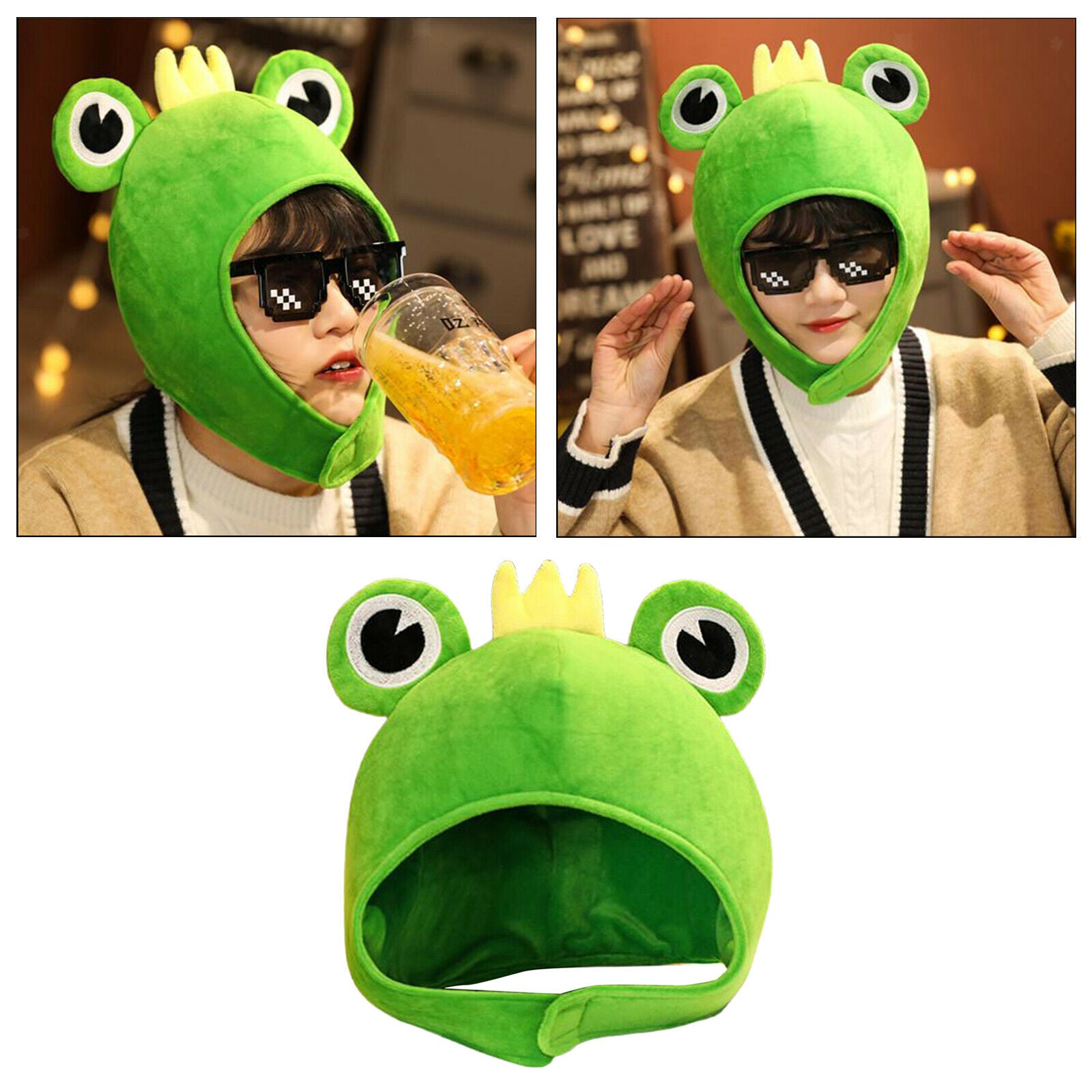 Cute Frog Hat Crochet Crown Hat Costume Beanie Hats   Cosplays Party Prop