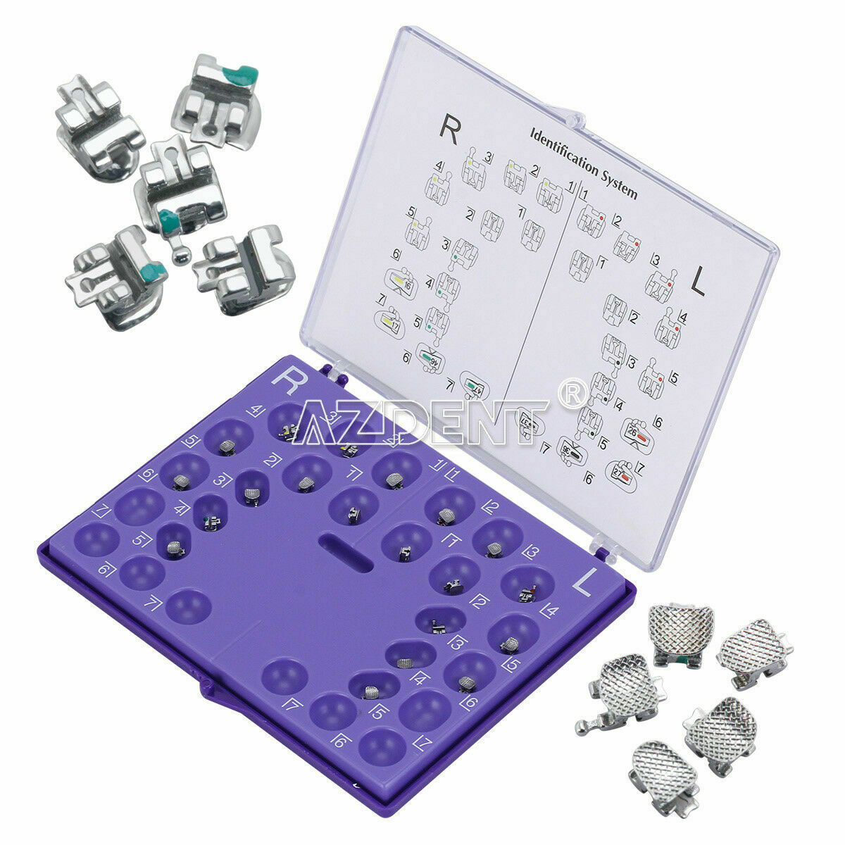 5 Kits Dental Orthodontic Self-Ligating Brackets Braces 0.022 MBT 3 hooks Metal