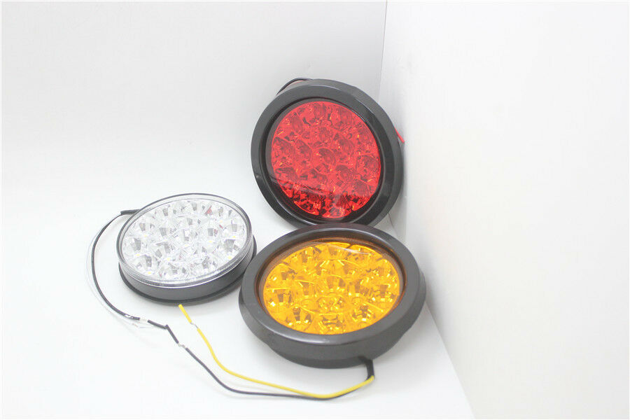 1 Pcs LED Round Clear Lens White Tail Lights Back-up Lamps for Truck Trailer RV