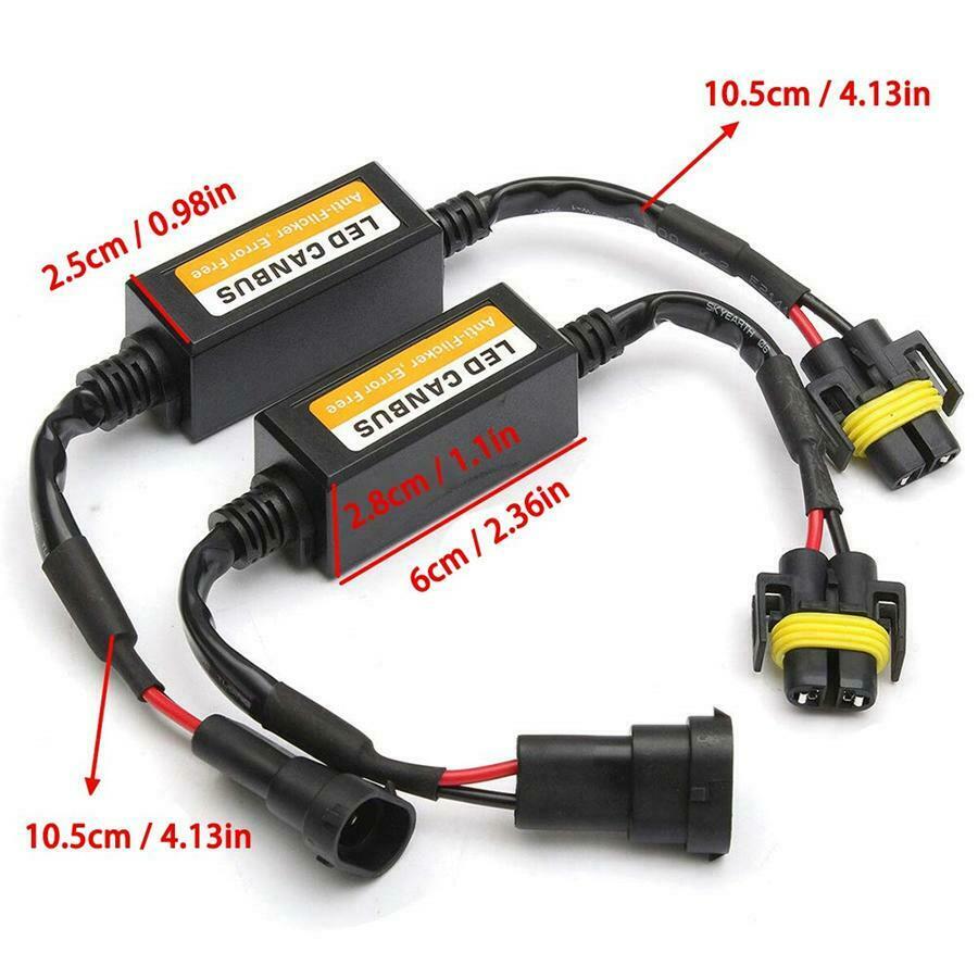 2X H8 H9 H11 LED Canbus Headlight Decoder Anti Flicker  Load Resistor Error Free