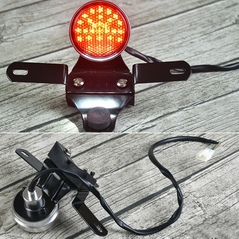 Retro Motorcycle Bike LED Rear Brake License Plate Turn Signal Stop Tail Light