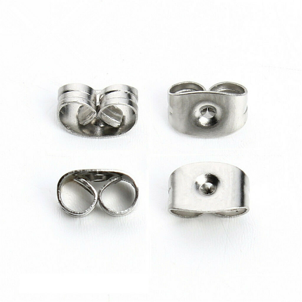 200 Pcs Copper Plated Sliver Earrings Studs Base Butterfly Ears Backs DIY