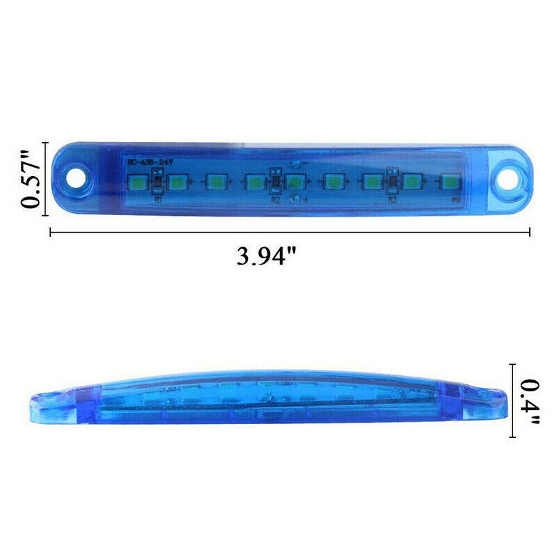 10 Pcs Ice Blue 9 LED Bus Truck Trailer Side Marker Indicators Lights Waterproof