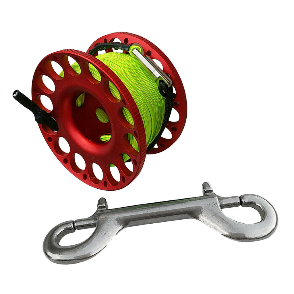 Scuba Diving Tech Spool Dive Wreck Reel 15m Line + Solid Brass Safety Whistle