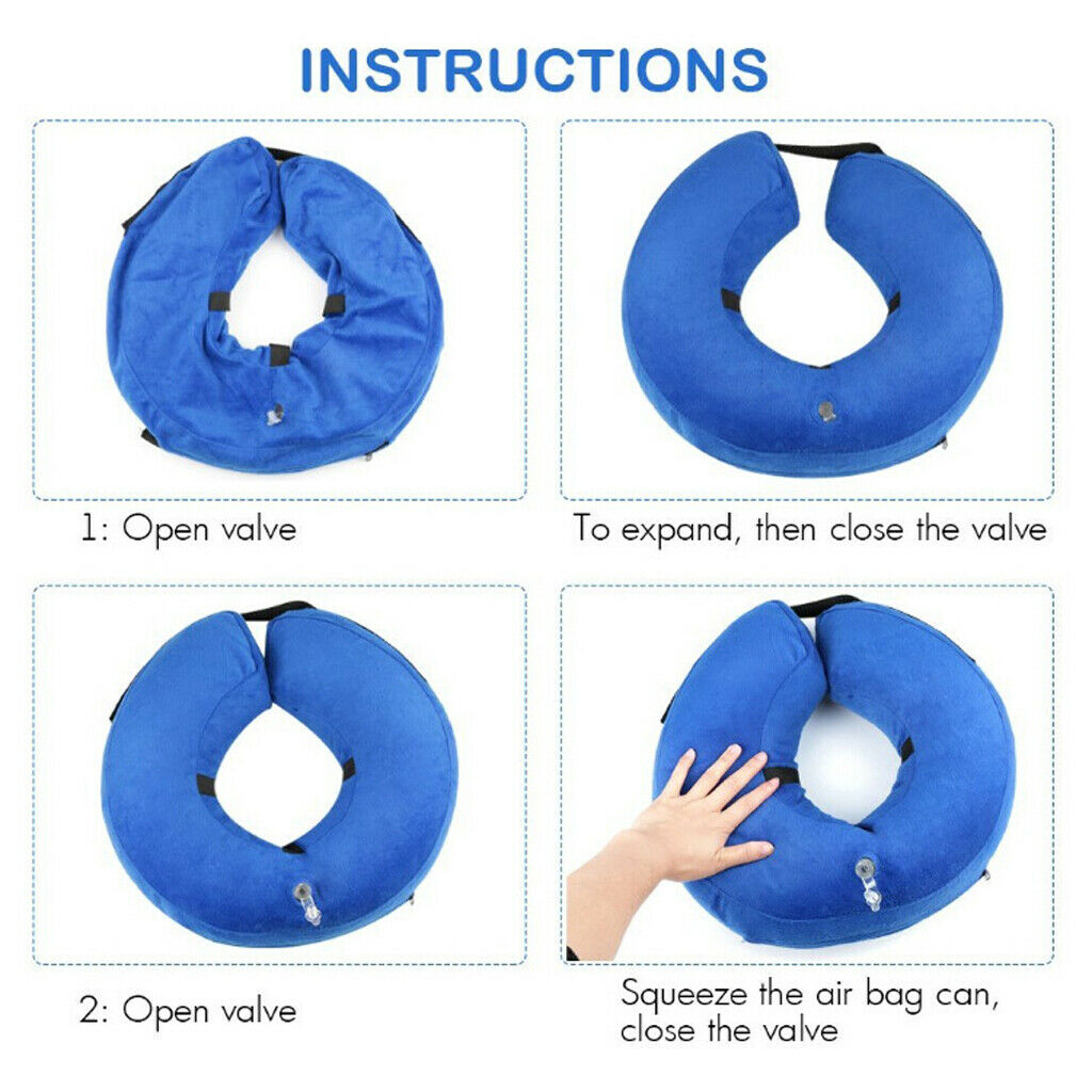 Inflatable Dog Collar Pet Elizabethan E-Collar for Dogs and Cats Blue - L