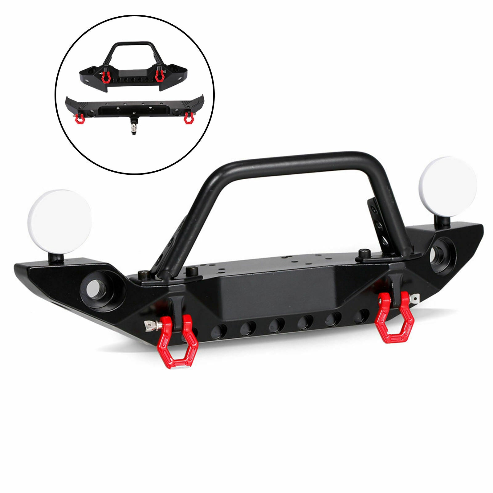 RC Front and Rear Bumper & 2 LED Lights for Axial SCX10 II AXI03007 Upgrade