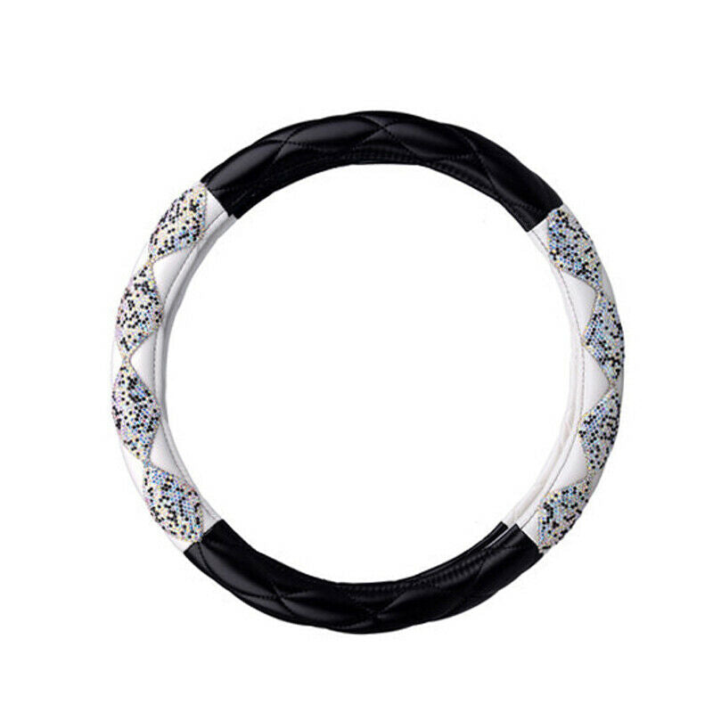 1PCS Car SUV Truck Steering Wheel Cover 38cm/15" Deluxe PU Leather Bling Diamond