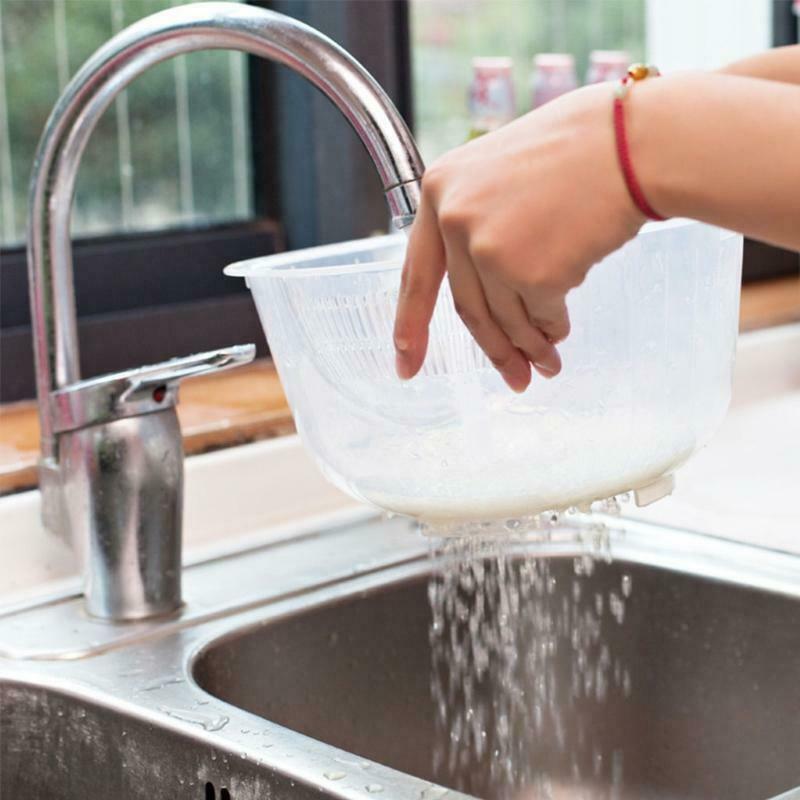 Rice Washing Bowl with Side and Bottom Drainers for Fruits and Vegetables Kitche