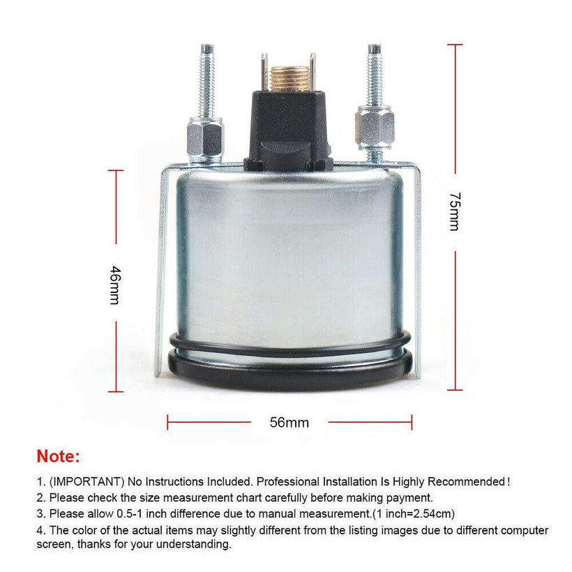 2" 52mm Pointer Mechanical Water Temp Gauge Meter 40-130℃/110-265℉ Sensor 1/2NPT