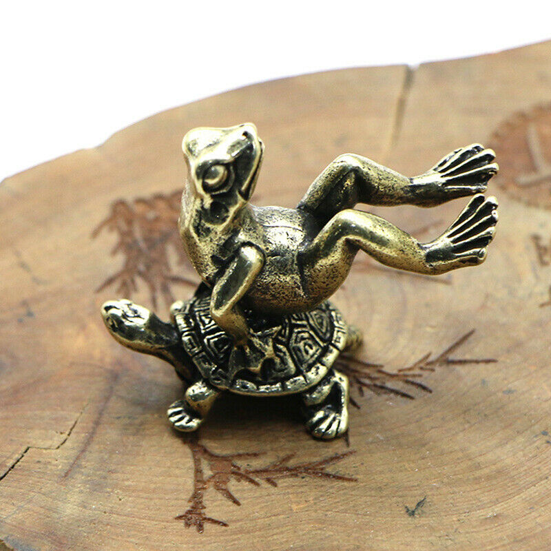 Retro Brass Meditate Zen Buddhism Frog Statue Ornament Copper Animal Sculpture