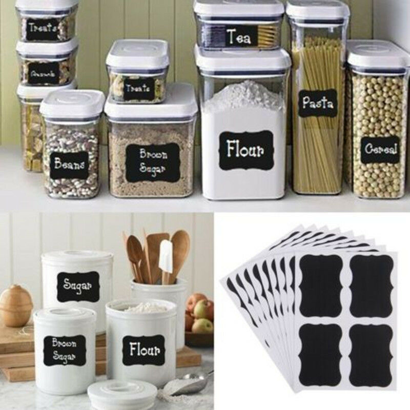 36PCS Labels DIY Kitchen Jar Blackboard Chalkboard Black Stickers Decals Craft