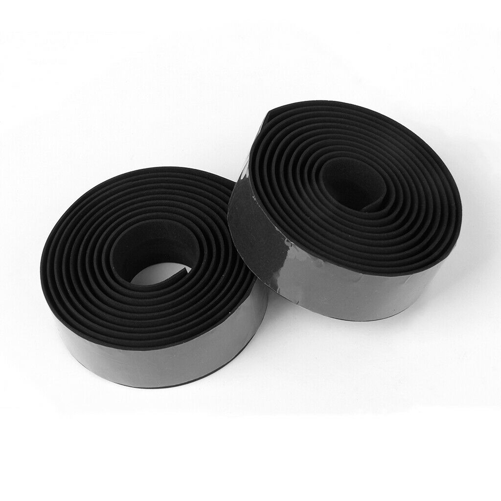 2pcs MTB Road Bike  Handlebar Tape Wrap +2 Bar Plug Black