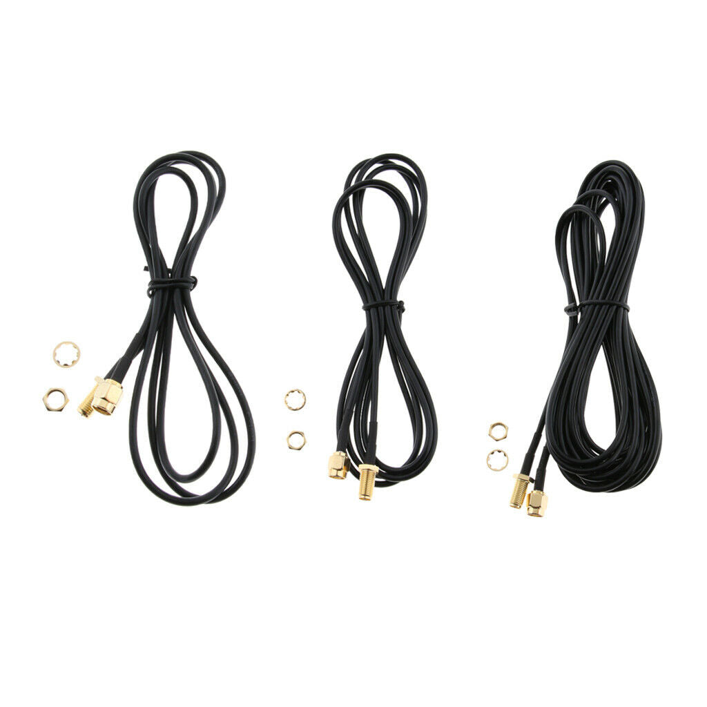 3Pack RP SMA Male To Female Extension Coaxial Cable For WiFi Router Antenna
