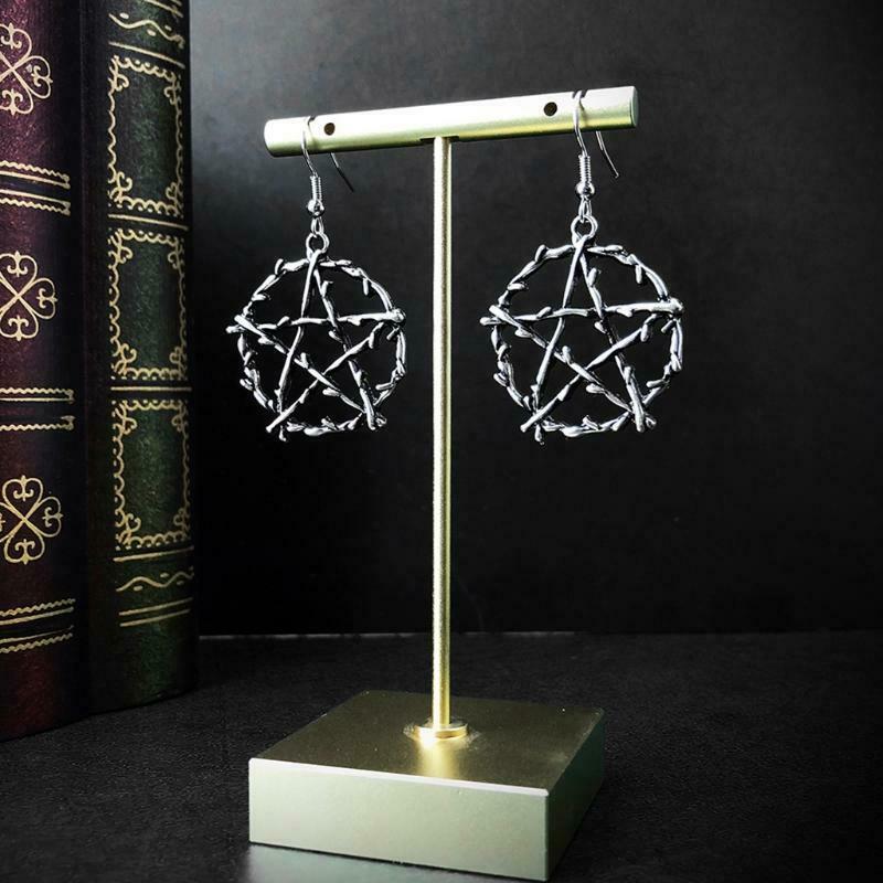 Gothic Pentagrams Earrings Pentagrams Zinc Alloy Pendant Goth Gift for Women
