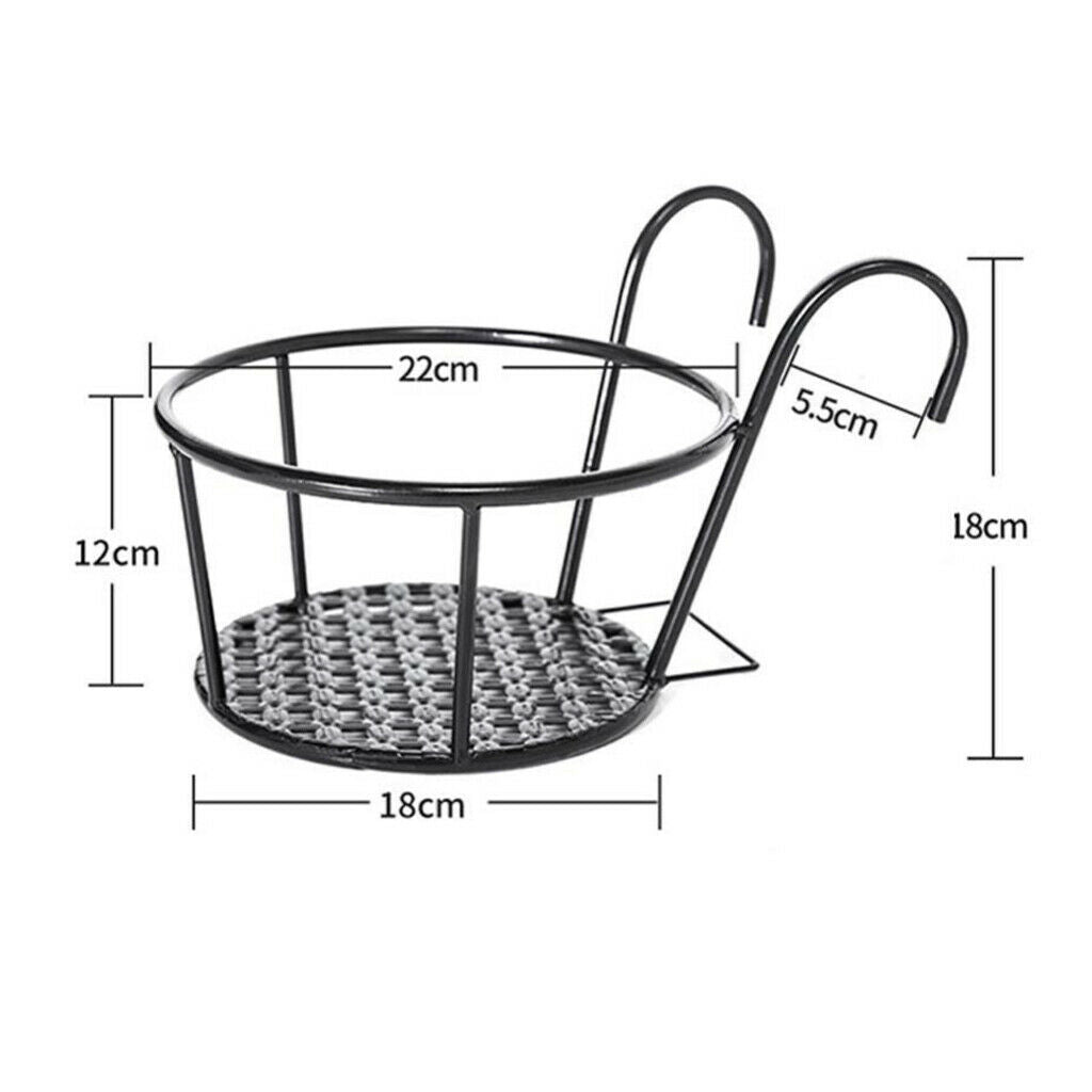 3x Rustic Potted Flower Hangin Basket Planter Braceket for Fence 22cn Dia.