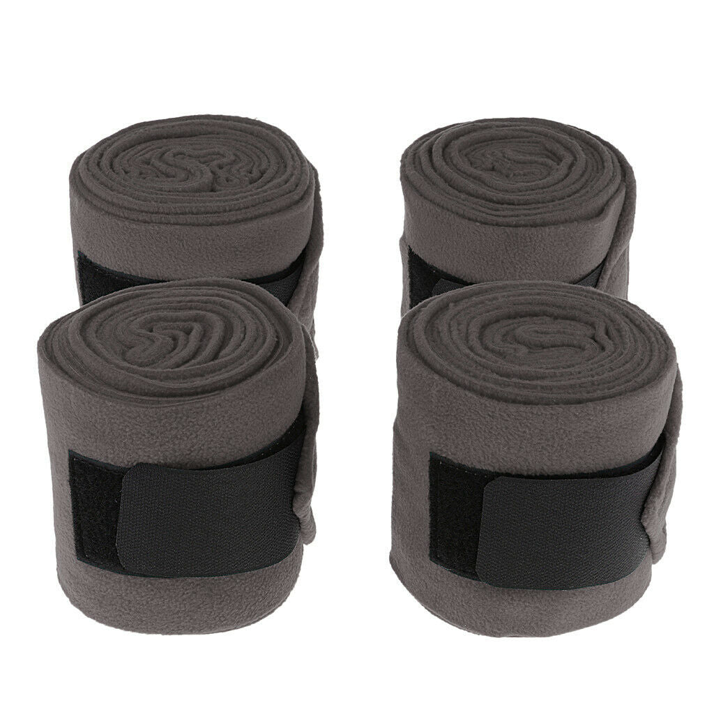 Horse Grooming Care Set Of 4 Fleece  Leg Wraps Equestrian Equip Supplies - Gray