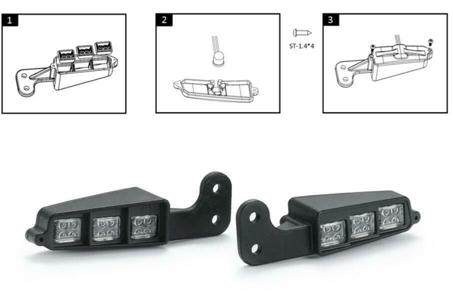 2pcs Front Bumper Side Inner Spot Light Lamp For 1/10 TRX4 BRONCO RC Cars
