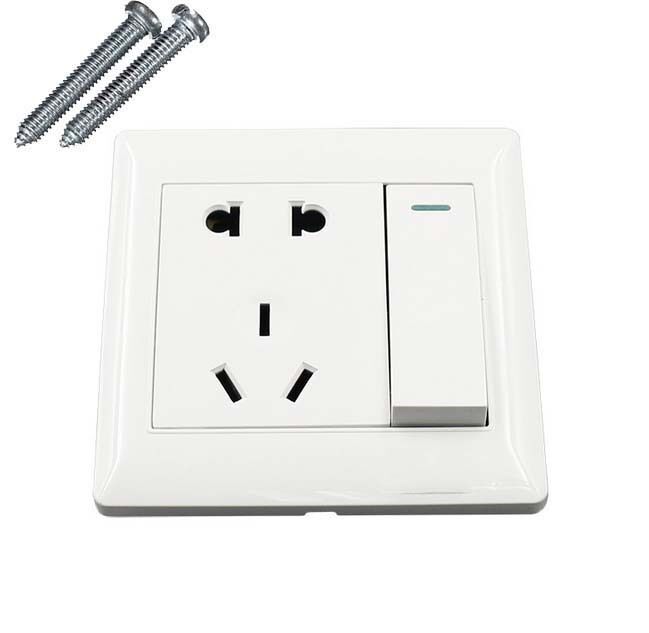 10A 3 Pin Power Single KEY Wall Outlet Switch Socket Plate Panel US/EU/AU Plug