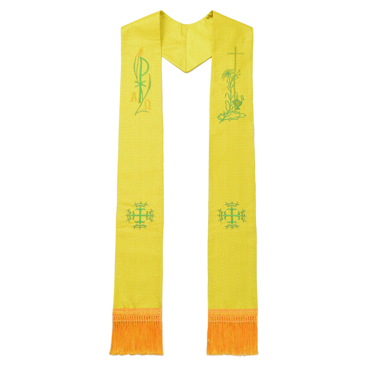 Catholic Church Priest Liturgical Stole Chi-Rho Flower Mass Stole Embroidered