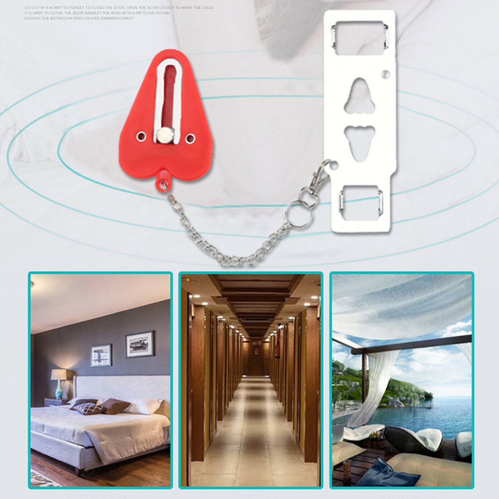 Portable Door Lock Latch for Safety Protection Manual Lock Hotel red