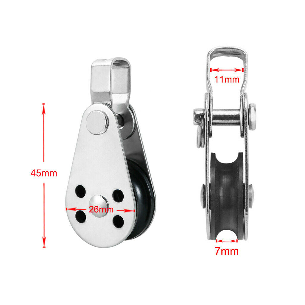 2pcs 316 Stainless Steel Wire Rope Pulley Block - Boat Canoe Kayak Lifting Fixed