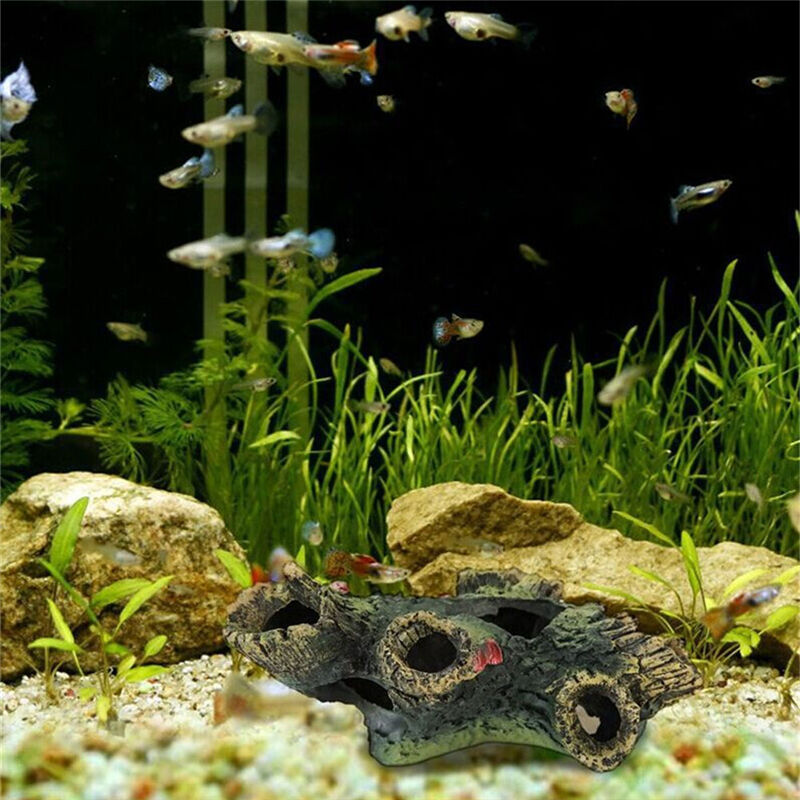 Aquarium 12cm Log Tree Hide Hiding Cave Fish Tank Decoration Ornament Best L*DF