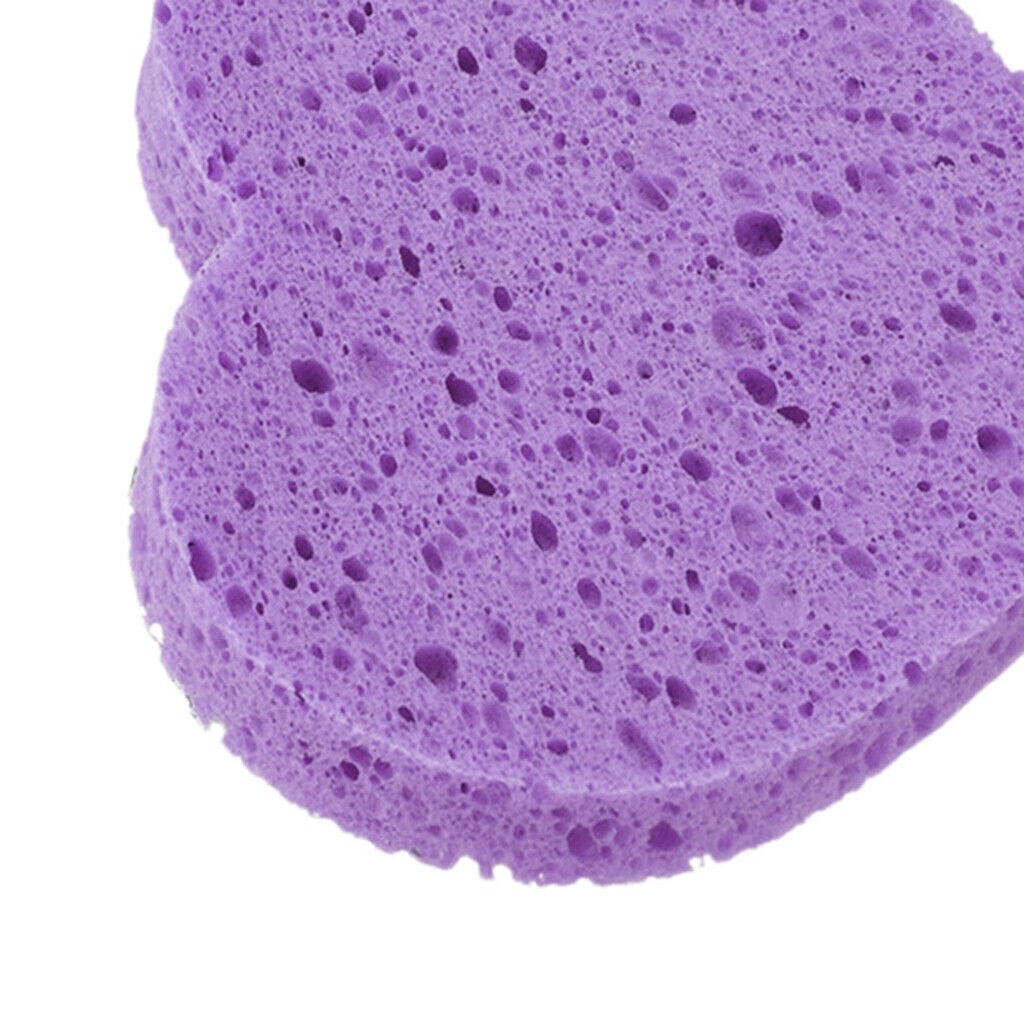 5x Heart Shaped Face Cleansing Sponge Washing Pad Makeup Removal Puff Purple