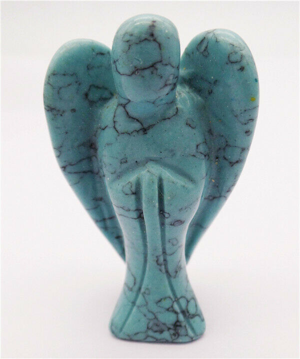 50x30x19mm Green Turquoise Carved Angel Statue Reiki Healing Decoration HH8102