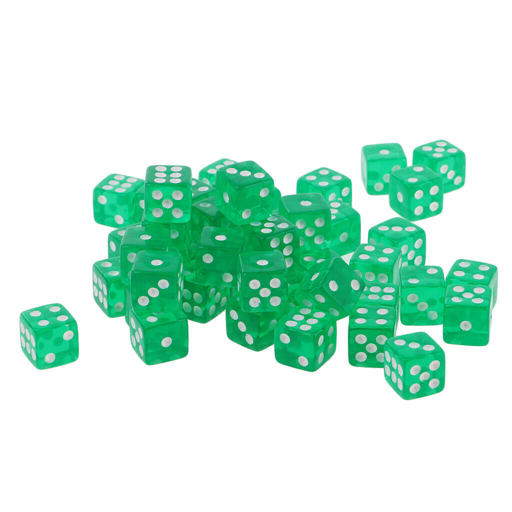 50PCS 6 Sided Dice D6 Polyhedral Dice 12mm for  Green