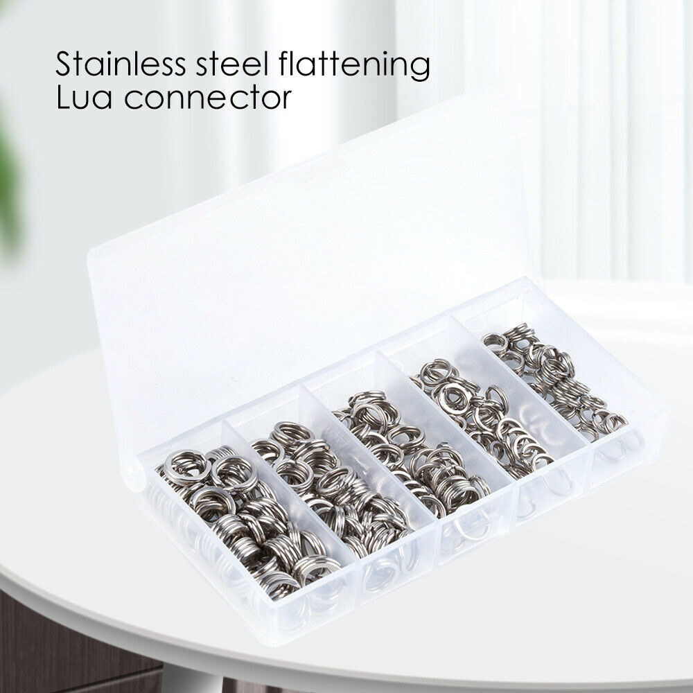 200PCS Connecting Fishing Rings Sets Stainless Steel Split Rings Hard Bait LIN
