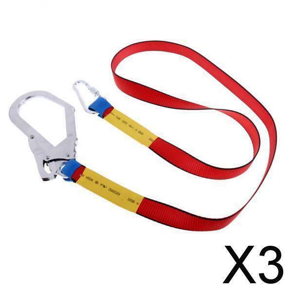 3X Outdoor Climbing Harness Belt Safety Lanyard Fall Protection with Carabiner