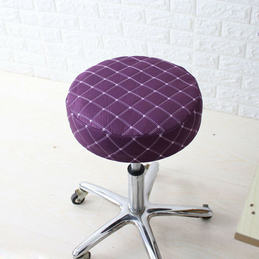 2pcs 35cm Bar Stool Cover Round Lift Chair Seat Sleeve for Salon Purple