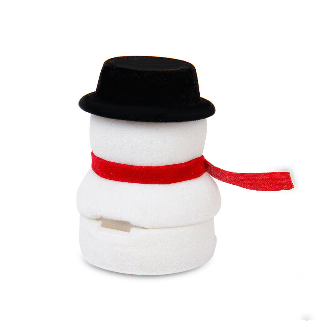 Small Xmas Snowman Santa Ring Earring Display Storage Gift Packing Box Black