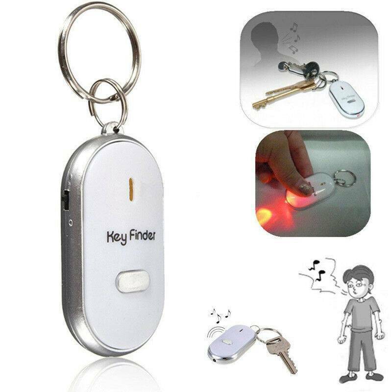 LED Torch Anti-Lost Key Finder Whistle Beep Sound Control Find Locator Keychain~